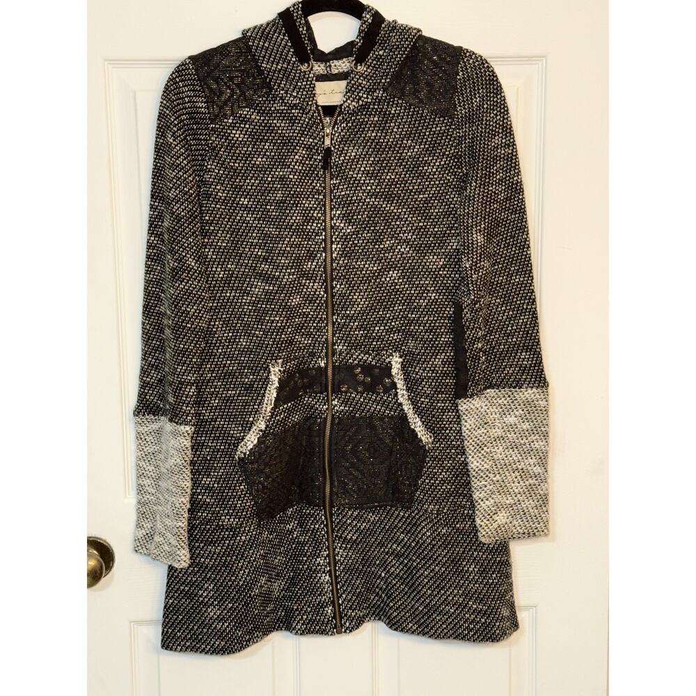 EVY'S TREE Women’s Long Sleeve Zip Front Patchwork Hoodie Sweater Size Large